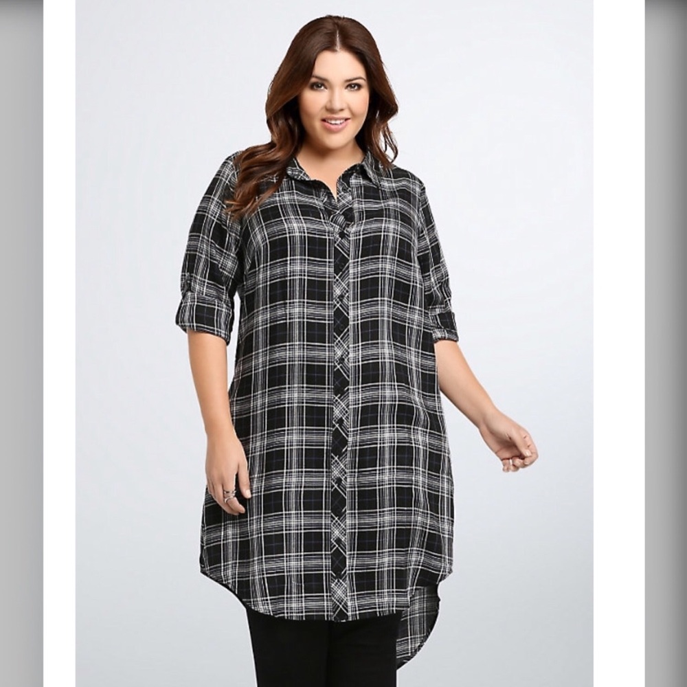Plaid Torrid Button-up Shirt Dress - Size 3 (NWT)
